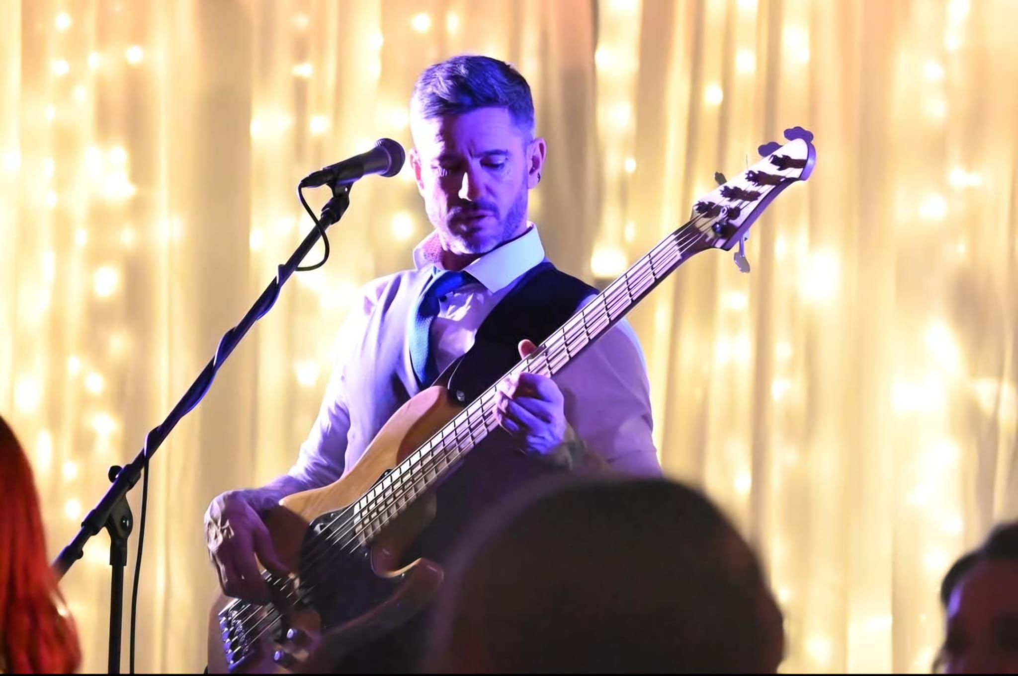 Full band setup on stage